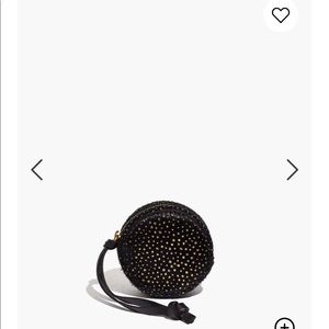 The Earbud Circle Pouch in Metallic Dot Calf Hair